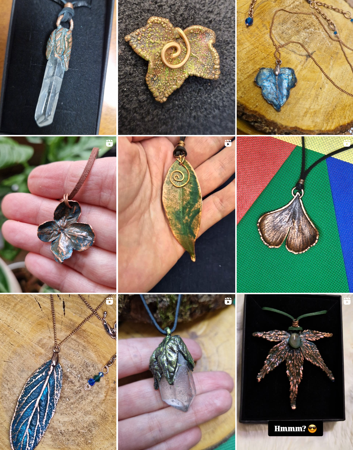 Měděné šperky z přírodnin